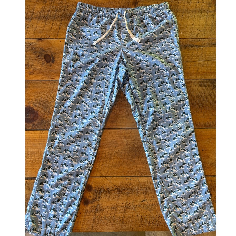 Vineyard Vines Mens Blue Pajama Lounge Pants Winter Festive Yeti Whale Medium